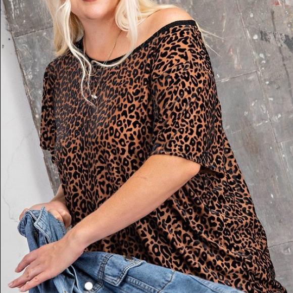 PLUS SIZE THROUGH THE NIGHT BURNOUT LEOPARD TOP - Picture 4 of 6